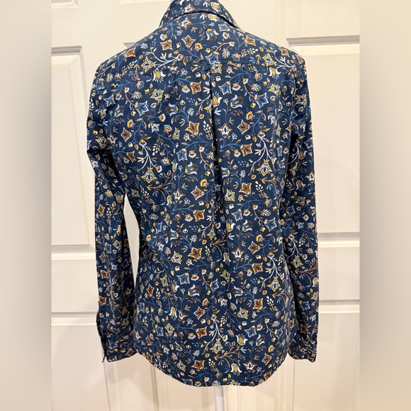 Croft & Barrow Navy Mustard Floral Button Down Shirt Cotton Stretch Size S - Picture 7 of 7